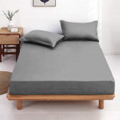 Drap housse 160x200 Gris Bonnet 27 cm