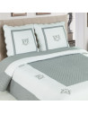couvre-lit peaceland gris 260x260 cm + 2 taies assorties