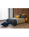 Housse de couette Vegas bleu et or 220x240 | 100% Coton Percale 71 fils