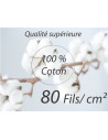 100% Percale de Coton Lavé - 80 fils/cm² - Blanc