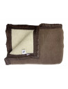 Couverture pure laine chocolat écru
