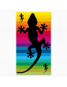 Serviette de plage Margouillat sur fond multicolore 90x170