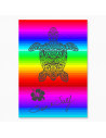 Serviette de plage Tortue sur Fond Multicolore 140x180cm
