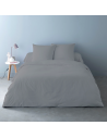 Housse de couette rayée grise satin de coton
