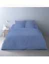 Housse de couette rayée bleue satin de coton