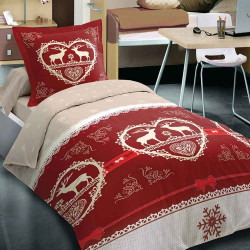 Parure de draps Chalet Winter Rouge 3 pieces 90x190