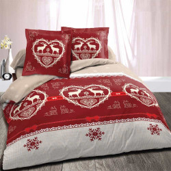 Parure de draps modèle Chalet Winter Rouge (4p) 140x190
