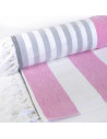 Pestamal bicolore rose gris roulé