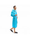 Peignoir capuche bambou bleu canard sur mannequin