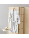 Peignoir col châle femme homme coton bambou blanc