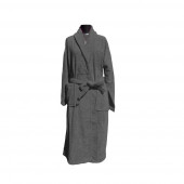 peignoir mixte col châle anthracite déplié 100% coton