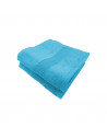 Lot de deux serviettes 70% coton et 30 % bambou pliées bleu canard