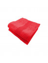 Lot de deux serviettes 70% coton et 30 % bambou pliées rouges