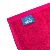serviettes coton et bambou avec étiquette Alpes Blanc fuchsia