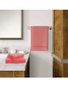Draps de bain par lot de 5 coton et bambou déposés dans une salle de bain Rose Poudré