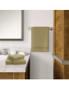 Draps de bain par lot de 5 coton et bambou déposés dans une salle de bain Taupe