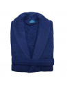 peignoir de bain col châle mixte 100% coton bleu marine Alpes Blanc