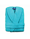 Peignoir de bain Châle coton bambou Bleu canard plié