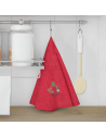 Torchons ronds coton rouge marmottes dans la cuisine