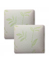 Lot deux oreillers visco bambou mémoire de forme carrés 60x60 cm