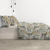 Housse de couette 100 % coton bio Zélia 240x260 dans chambre de biais