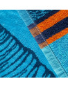 Serviette de plage coquillages bleue & rouge - détail