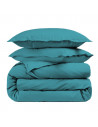 Housse de couette unie percale de coton 80 fils/cm² bleu canard