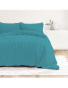 Visuel ambiance - housse de couette unie percale de coton 80 fils/cm² bleu canard