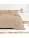 Visuel ambiance - housse de couette unie percale de coton 80 fils/cm² mastic