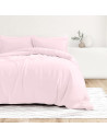 Visuel ambiance - housse de couette unie percale de coton 80 fils/cm² rose poudré