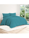 Visuel ambiance - housse de couette unie percale de coton 80 fils/cm² bleu canard