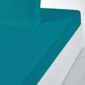 Drap housse Percale bonnet 30 cm bleu canard