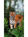 Serviette de plage microfibre tigre dans la jungle 70x140