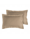Lot de 2 taies d'oreillers Percale 50x70 mastic