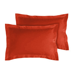 Lot de 2 taies d'oreillers Percale 50x70 terracotta