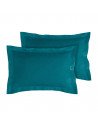 Lot de 2 taies d'oreillers Percale 50x70 bleu canard