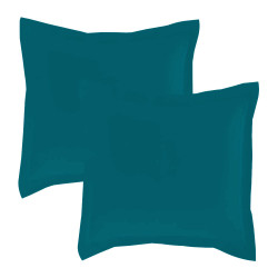 Lot de 2 taies d'oreillers Percale 65x65 bleu canard