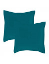 Lot de 2 taies d'oreillers Percale 65x65 bleu canard
