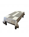 Nappe Brodée Gris Blanc 180 x 300 cm avec 12 serviettes assorties sur la table