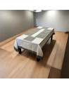 Nappe Brodée Gris Blanc 180 x 300 cm fond décorative