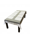 Nappe Brodée Blanc Gris 160 x 250 cm avec 8 serviettes assorties