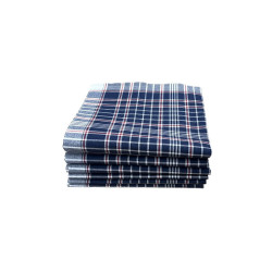 Lot de 6 Mouchoirs Carreaux Bleu écossais 100% coton 50x50 cm pile