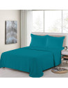 Parure de Draps 100% Percale de coton bleu canard