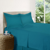 Parure de Draps Percale de coton bleu canard