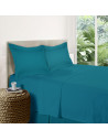 Parure de Draps Percale de coton bleu canard