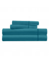 Parure de Draps percale de coton bleu canard 4 pièces