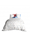 Housse de couette skieurs pur coton fond blanc