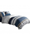 Housse de couette 100% coton 240x260 cm motifs marinière bleu, blanc et taupe