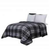 Couette Microfibre 220x240 à carreaux gris et noirs