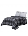 Couette Microfibre 220x240 à carreaux gris et noirs